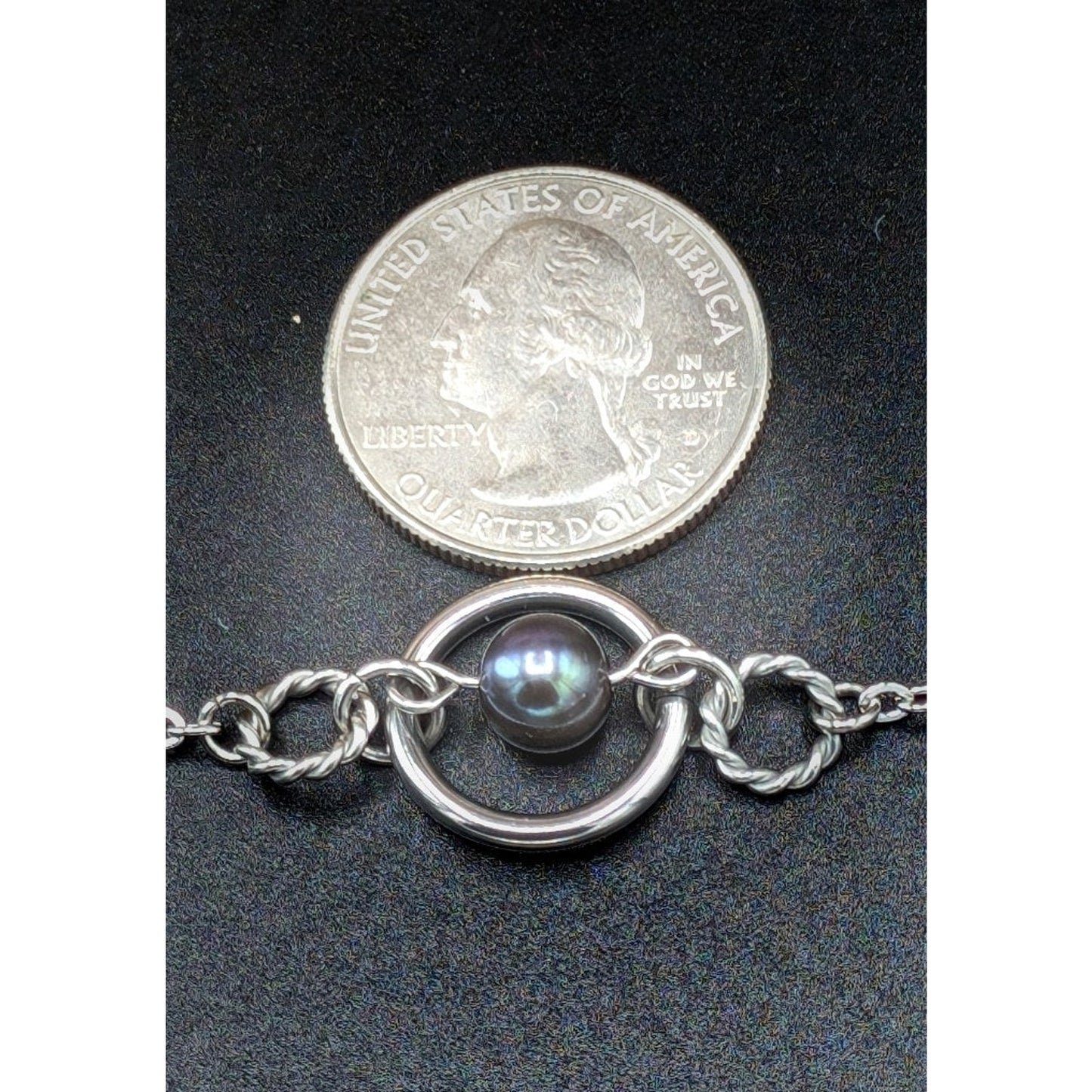 Day Collar * Triple O Ring w/ Freshwater Peacock Pearl * Locking Options * 24/7 Wear