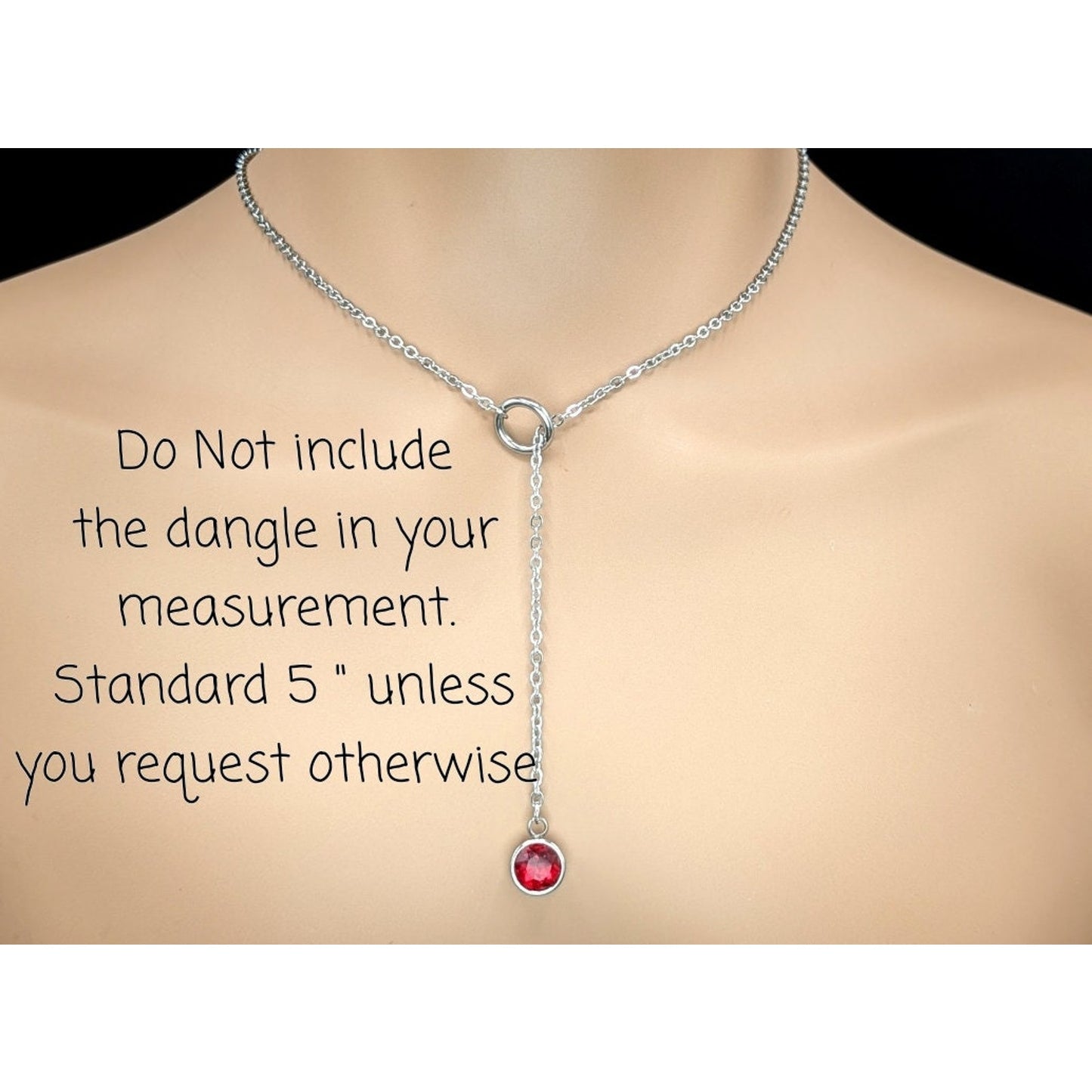 Stainless Steel and Rhinestone Lariat Day Collar with O-Ring & Locking Clasp Options