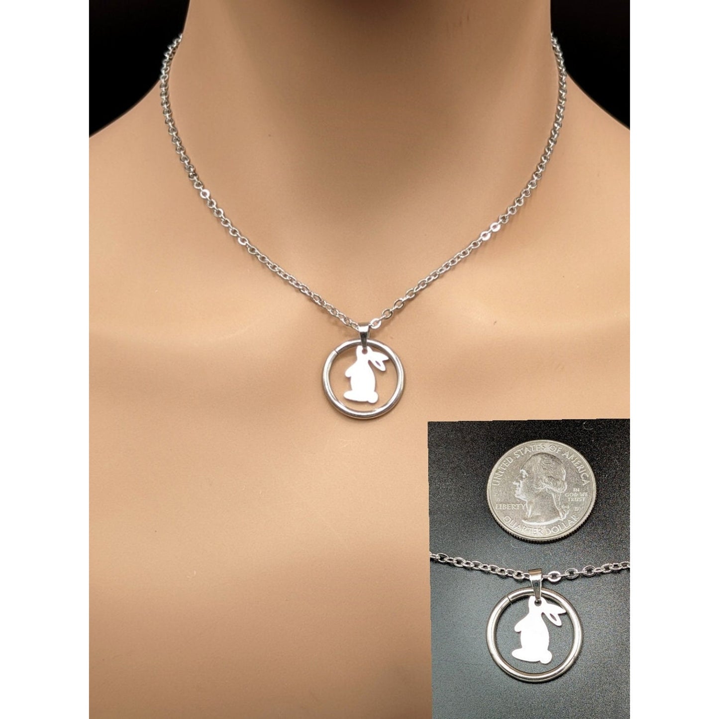 Bunny Rabbit Charm O Ring Day Collar with Locking Options