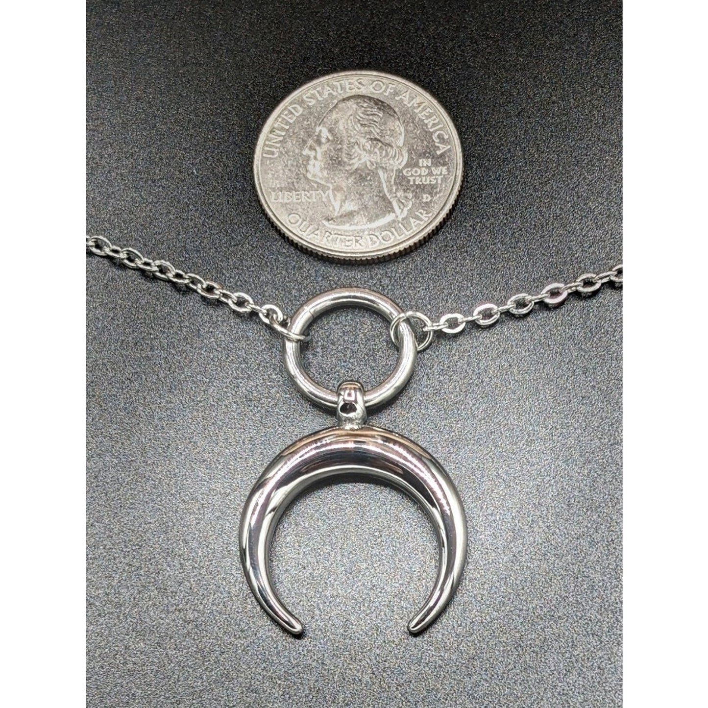 Heavy Stainless Steel Moon Pendant Day Collar - Locking Options