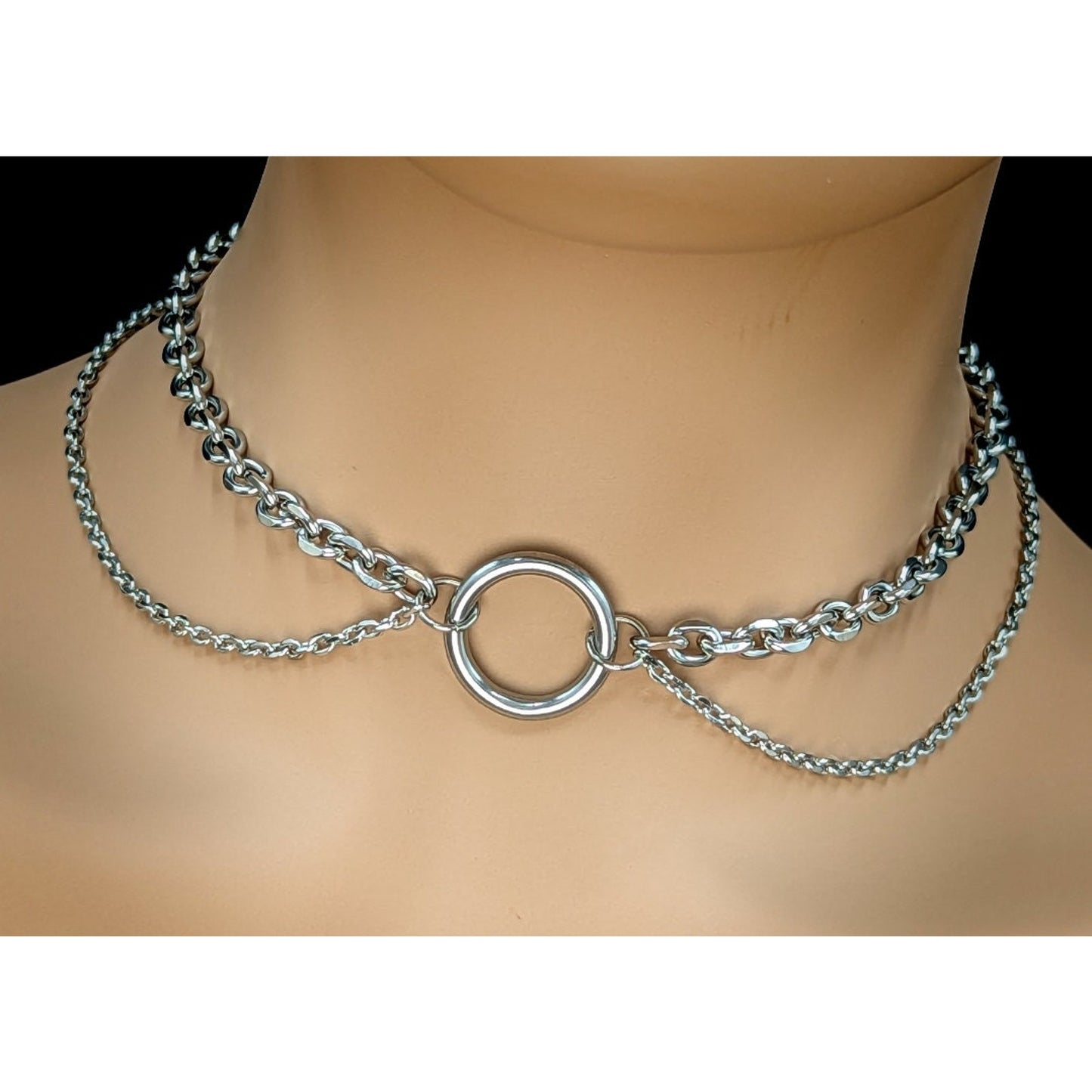 Double Chain Single O Ring Day Collar with Locking Options