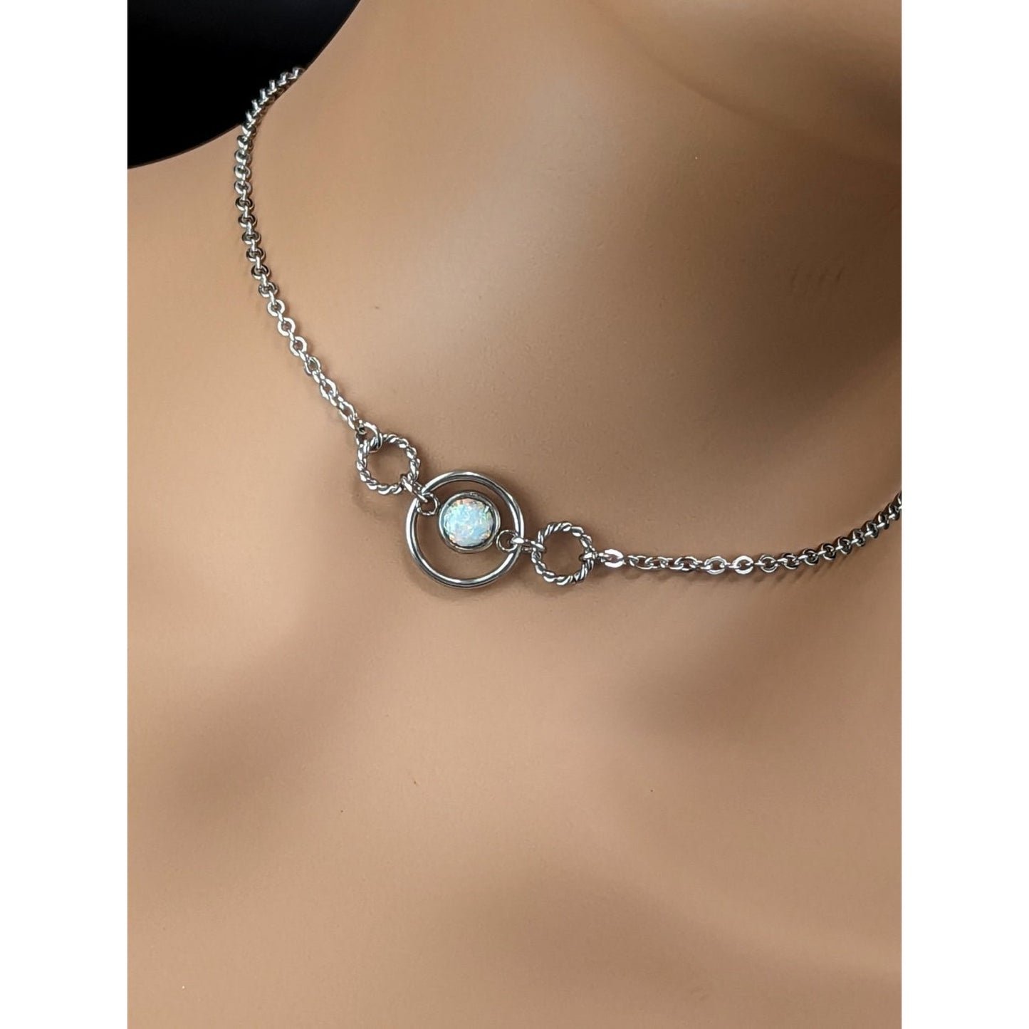 Day Collar * Triple O Ring w/ Opal * Locking Options * 24/7 Wear