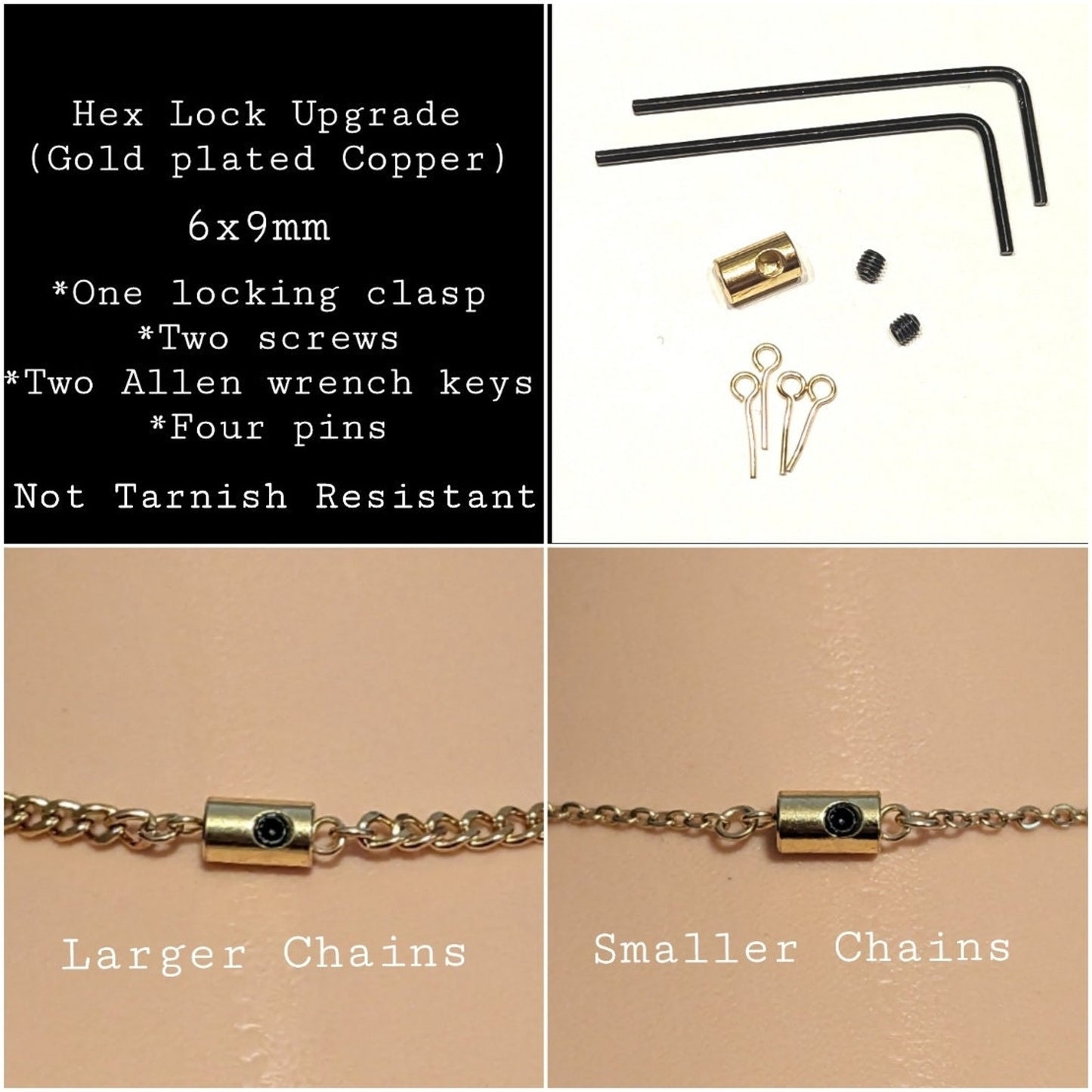 Not Sold Separately **Available only w/ purchase of choker/necklace** Gold Locking Clasp Hex Lock