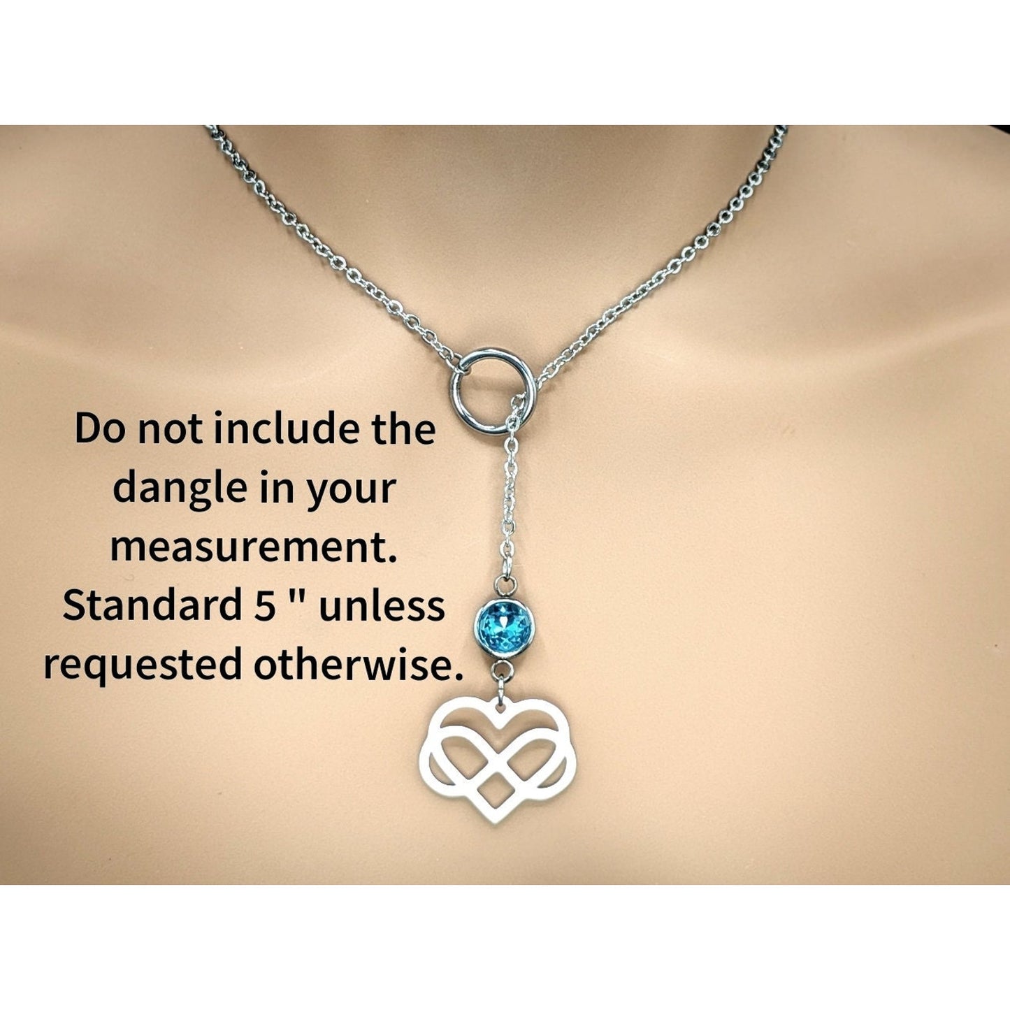 Infinity Heart Charm Stainless Steel Slip Chain Necklace with Personalized Rhinestone