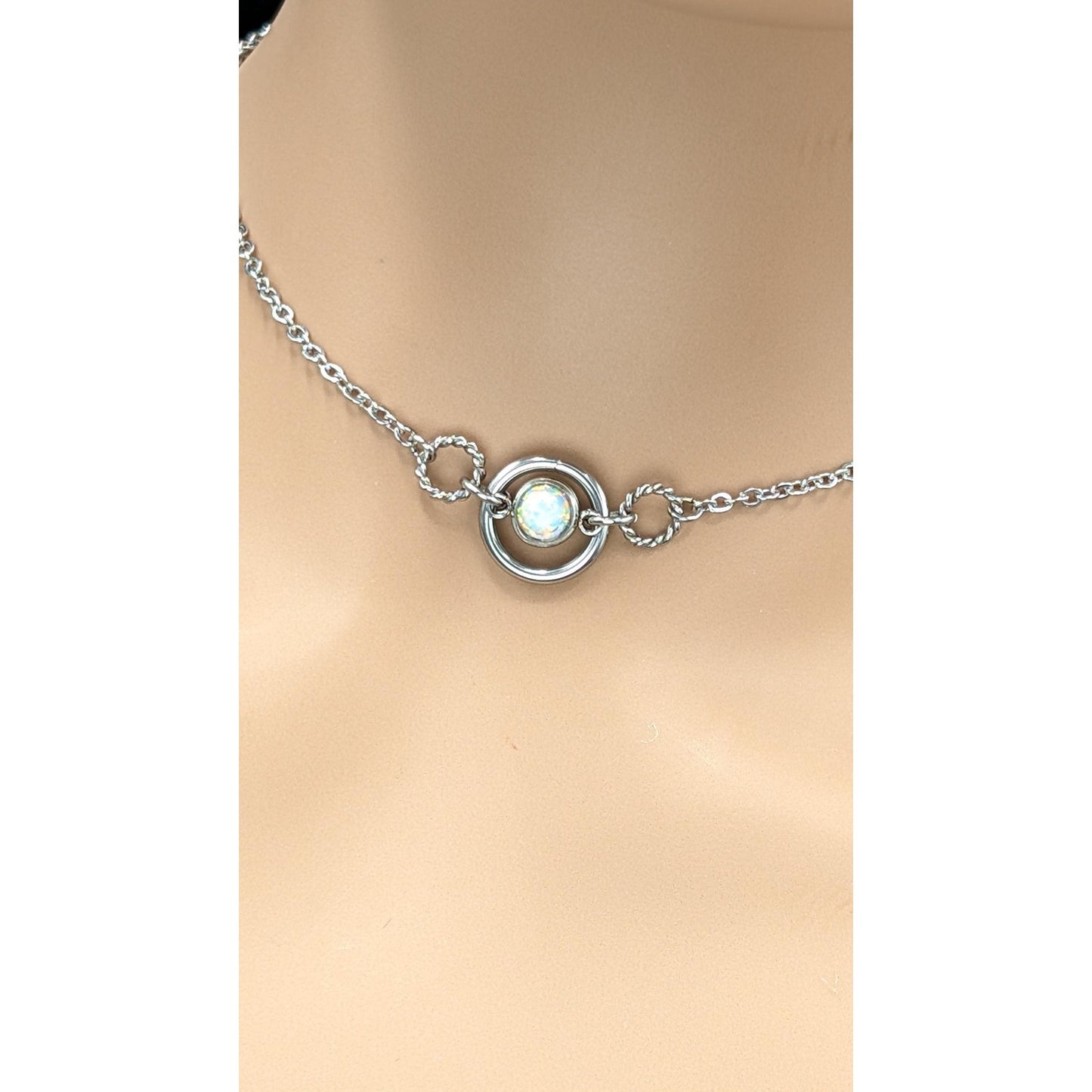 Day Collar * Triple O Ring w/ Opal * Locking Options * 24/7 Wear