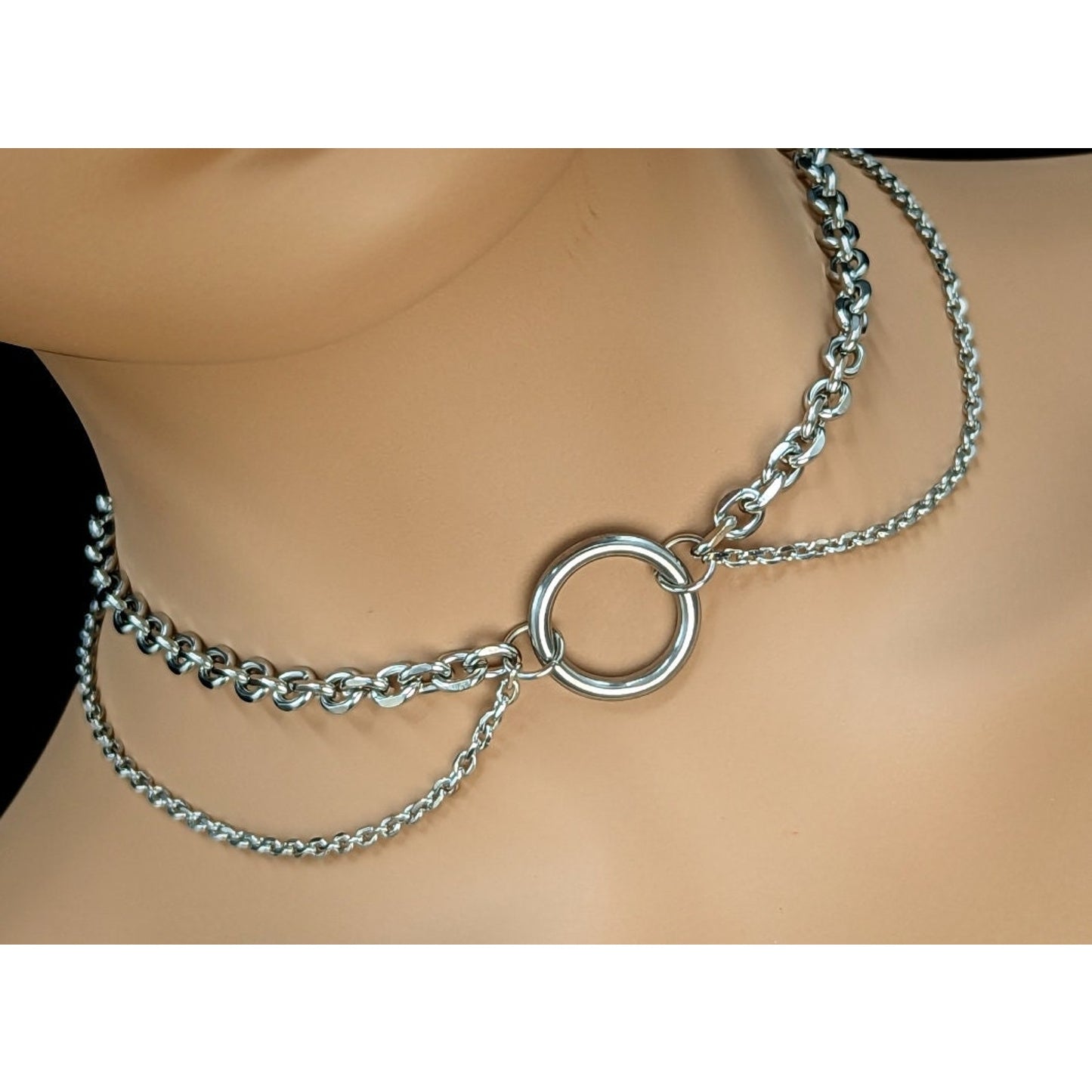 Double Chain Single O Ring Day Collar with Locking Options