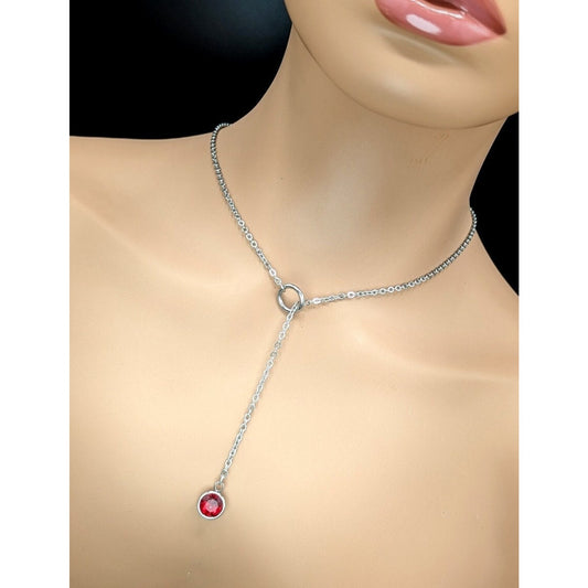 Stainless Steel and Rhinestone Lariat Day Collar with O-Ring & Locking Clasp Options