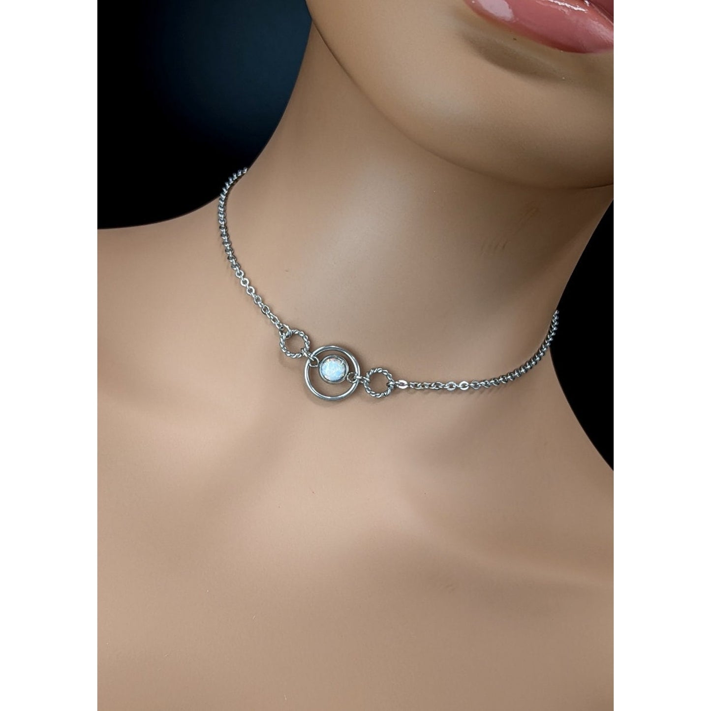 Day Collar * Triple O Ring w/ Opal * Locking Options * 24/7 Wear