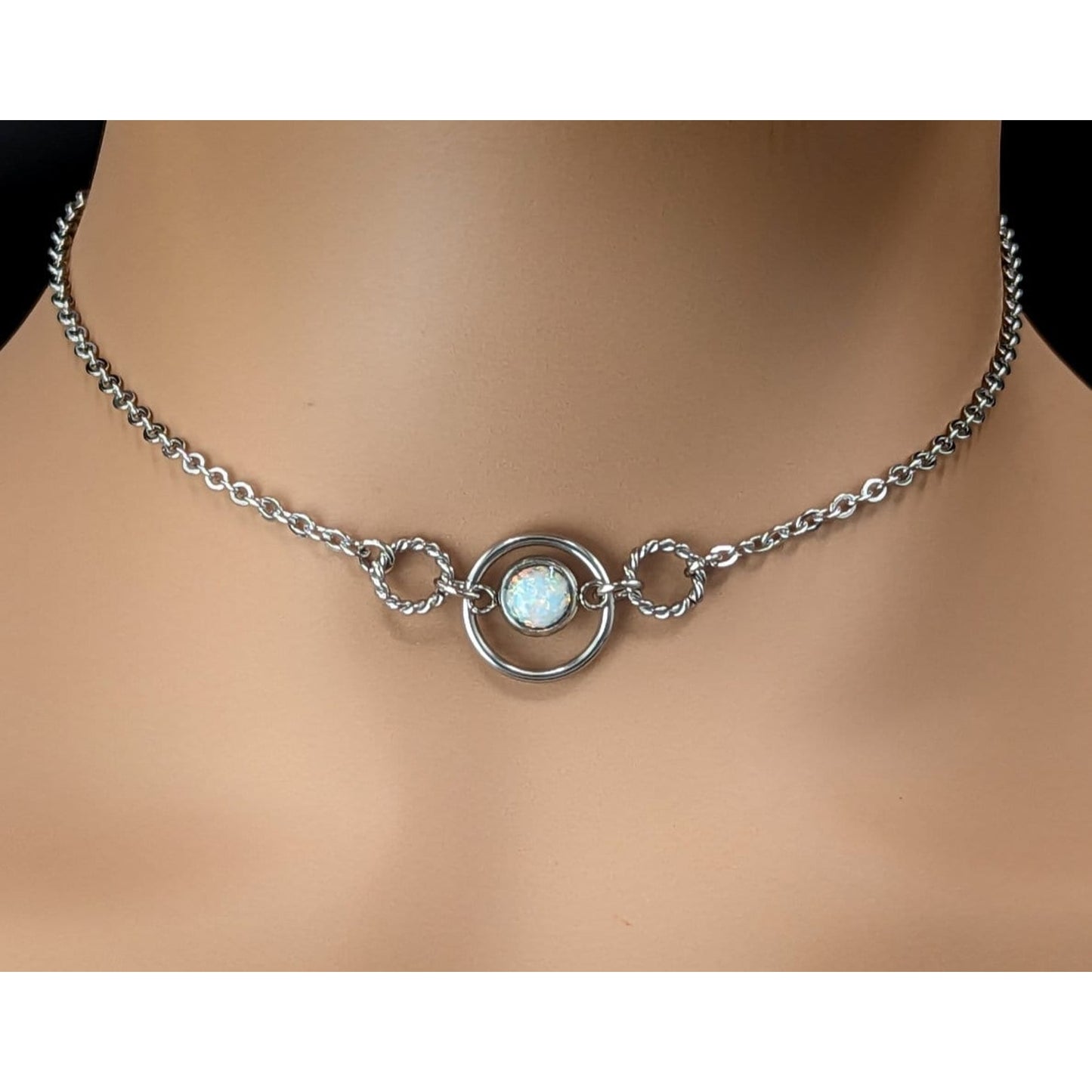 Day Collar * Triple O Ring w/ Opal * Locking Options * 24/7 Wear