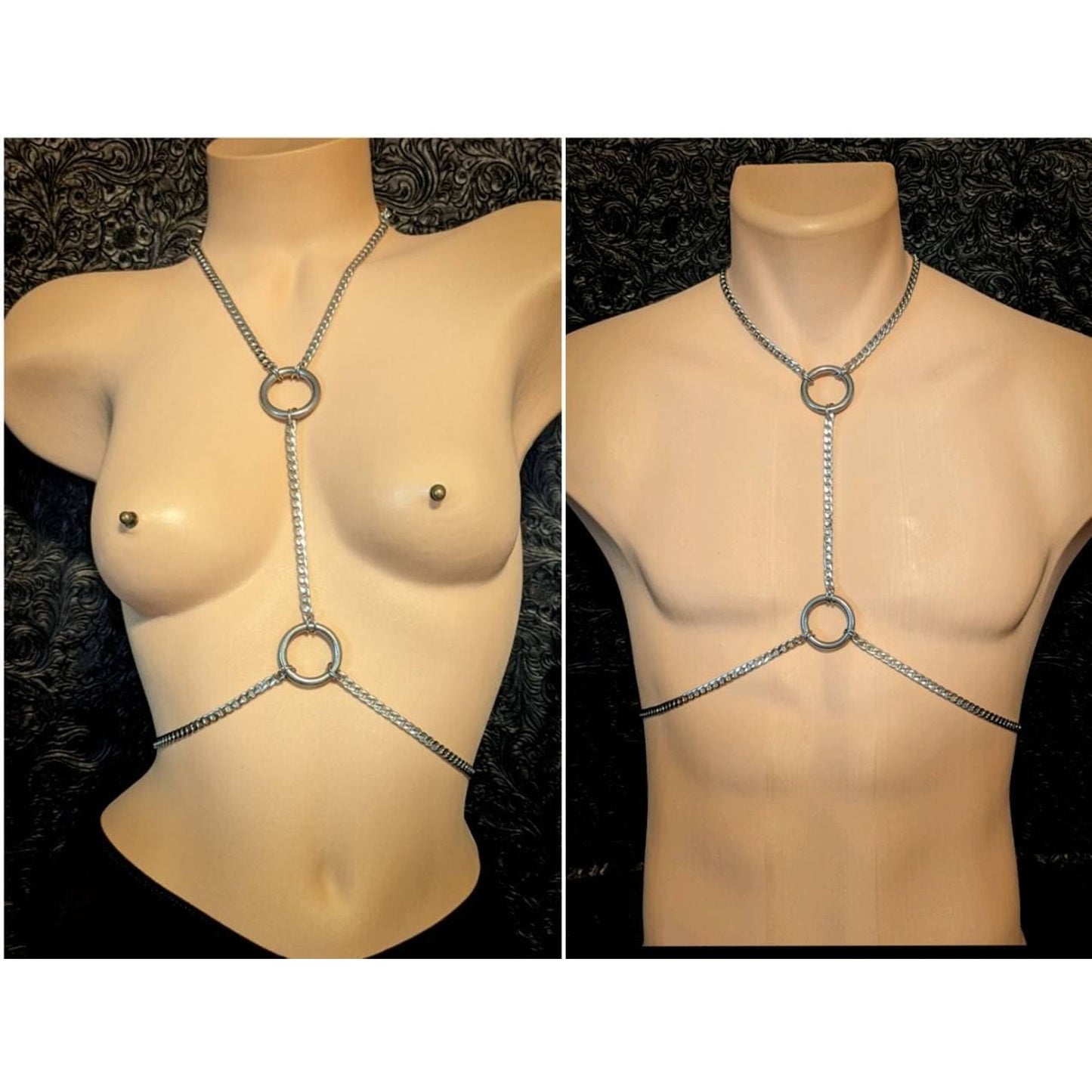 Unisex Heavy Stainless Steel O Ring Body Chain Harness